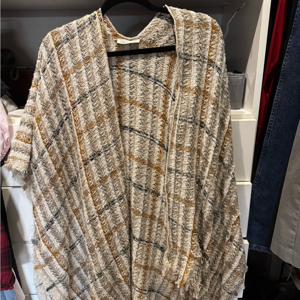 Striped Fringe Open Cardigan